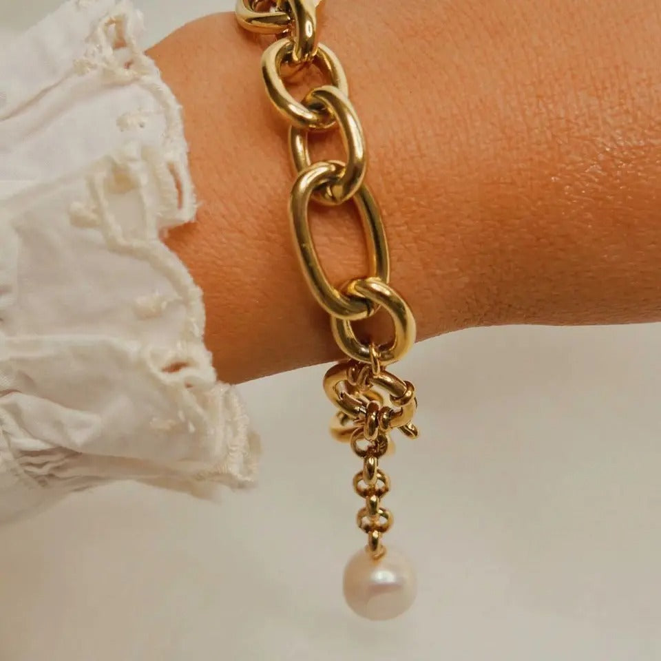 Bracciale A Catena Con Perla