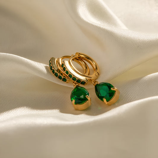 Orecchini ciondolo goccia Verde